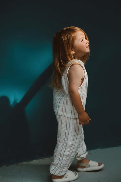 Kahverengi-İndigo Çizgili Atlet ve Pantolon Takım