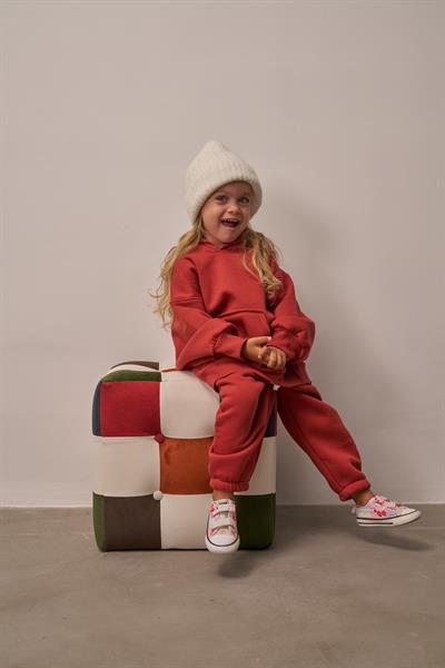 Kiremit Çocuk Kanguru Cepli Oversize Eşofman Takımı