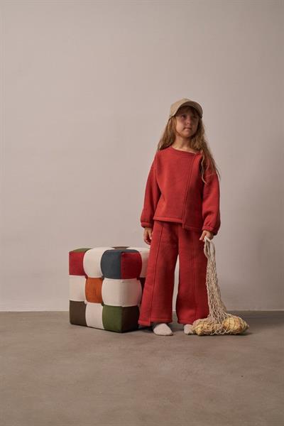 Kiremit Omuz Nakışlı Asimetrik Detaylı Alt Üst Takım