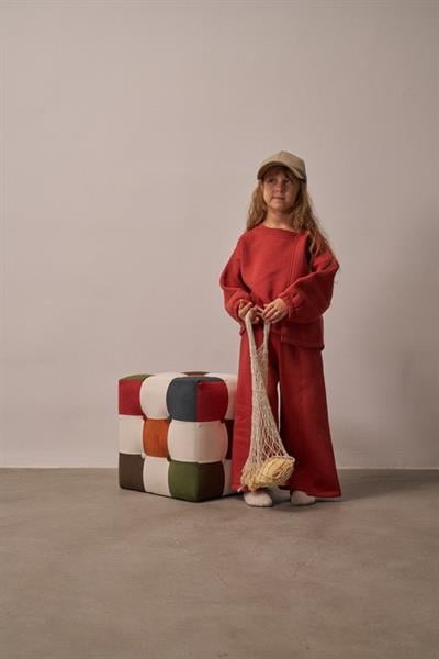 Kiremit Omuz Nakışlı Asimetrik Detaylı Alt Üst Takım