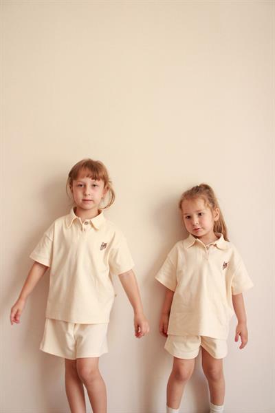 Koza Nakışlı Polo Yaka Şortlu Takım