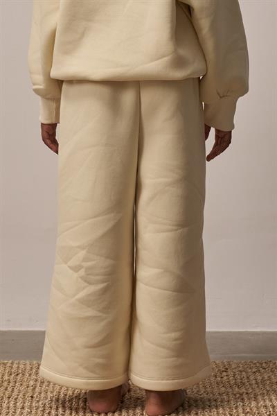 Krem Wide Leg Eşofman Altı