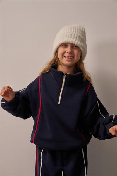 Lacivert Biyeli Fermuarlı Eşofman Takım