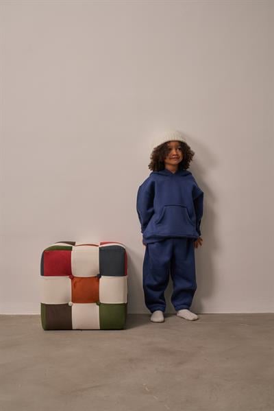 Lacivert Çocuk Kanguru Cepli Oversize Eşofman Takımı