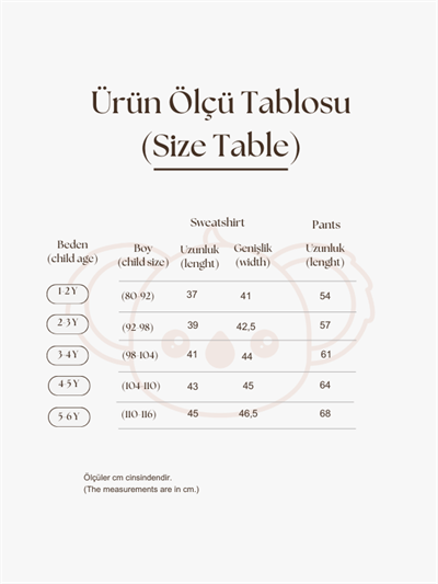Bej Çocuk Kanguru Cepli Oversize Eşofman Takımı