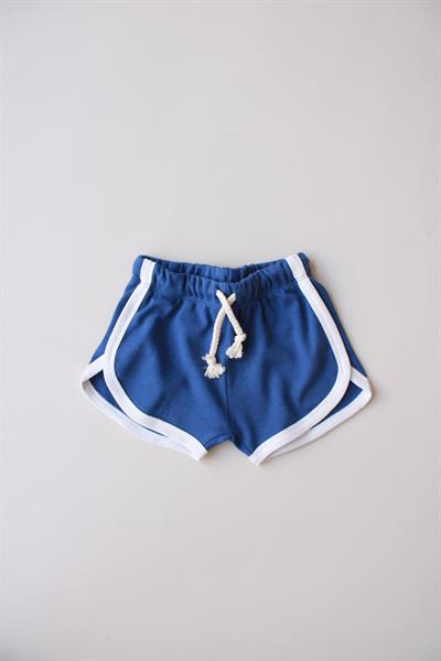 Mavi Biyeli Bağcıklı Şort