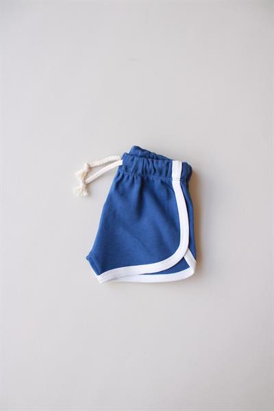 Mavi Biyeli Bağcıklı Şort