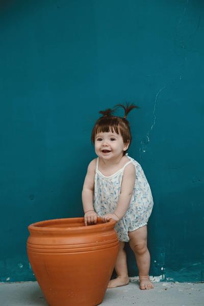 Mavi Çiçek Baskılı Bebek İp Askılı Tulum