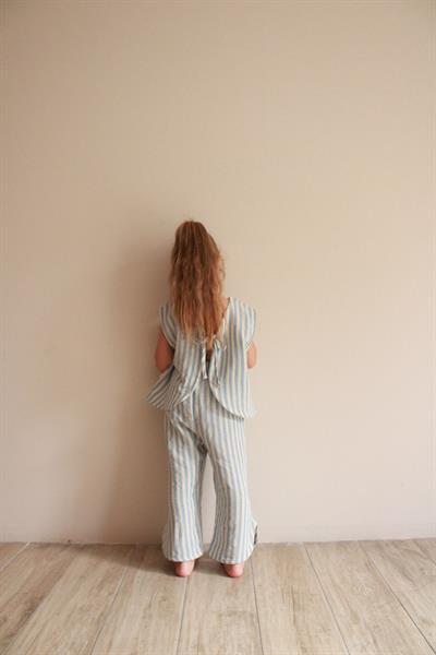 Mavi Çizgili Sırt Detaylı Müslin Takım