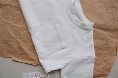 Mavi Dikiş Detaylı Asimetrik T-shirt