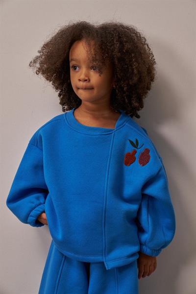 Mavi Omuz Nakışlı Asimetrik Detaylı Alt Üst Takım