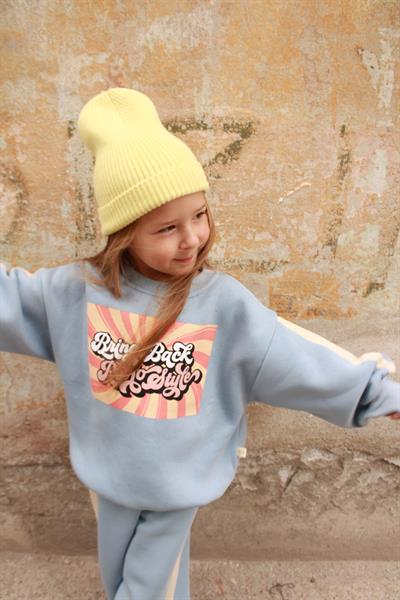 Mavi Retro Baskılı Çocuk Alt Üst Takım