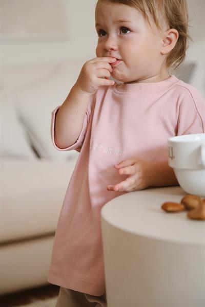 Pembe Bisiklet Yaka Oversize T-shirt Bebek - Çocuk