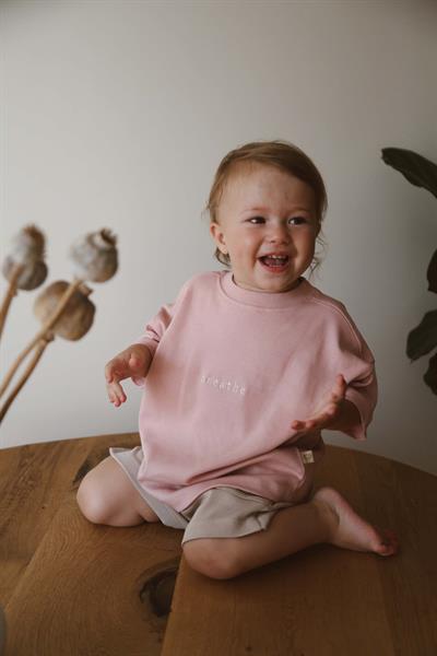 Pembe Bisiklet Yaka Oversize T-shirt Bebek - Çocuk