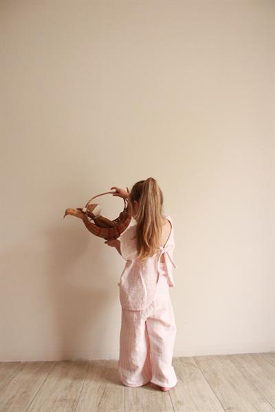 Pembe Çizgili Sırt Detaylı Müslin Takım