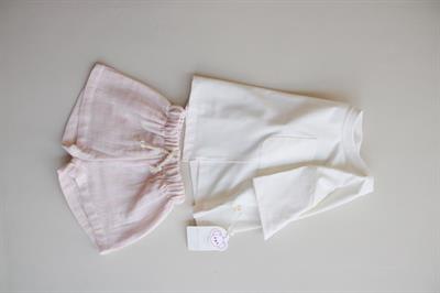 Pembe Kontrast Dikişli Asimetrik Şortlu Takım