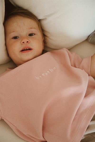 Pembe Nakışlı Oversize  Uzun Kollu T-shirt