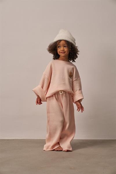 Pudra Cookie Nakışlı Dökümlü Alt Üst Takım