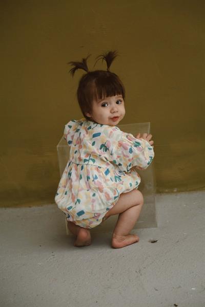 Renkli Baskılı Bebek Uzun Kollu Tulum