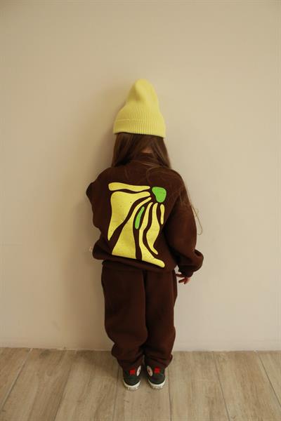 Sarı Sırt Baskılı Balıkçı Yaka Eşofman Takımı