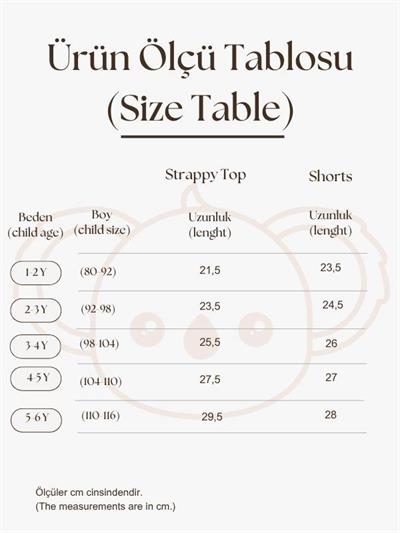 Bej Çizgili Volanlı Kız Askılı ve Şort Takım