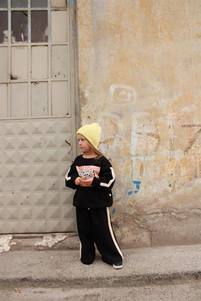 Siyah Retro Baskılı Çocuk Alt Üst Takım