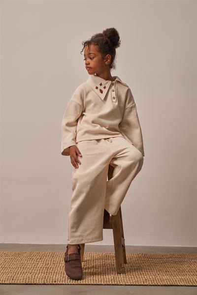 Sonbahar Yaprak İşlemeli Çocuk Triko Takımı