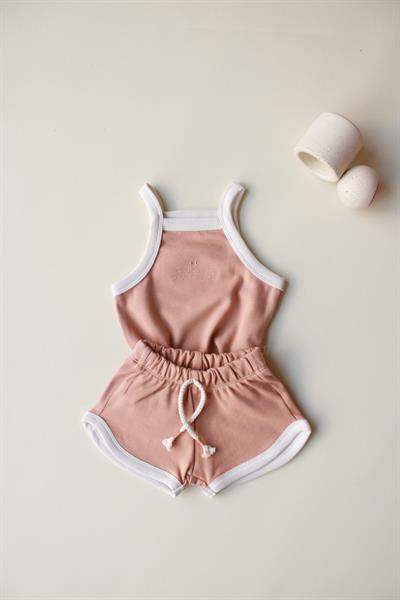 Sütlü Kahve Askılı Şortlu Takım