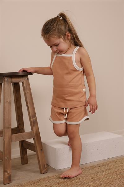 Sütlü Kahve Askılı Şortlu Takım