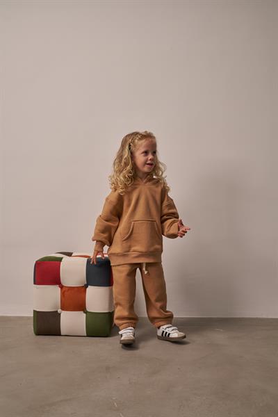 Sütlü Kahve Çocuk Kanguru Cepli Oversize Eşofman Takımı