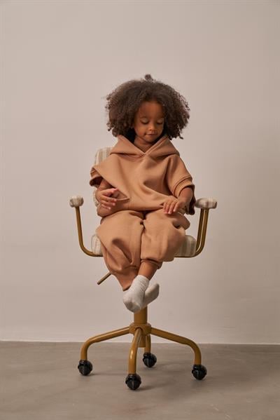 Sütlü Kahve Nakışlı Cepli Hoodie Takım