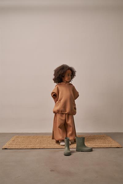 Sütlü Kahve Nakışlı Cepli Hoodie Takım