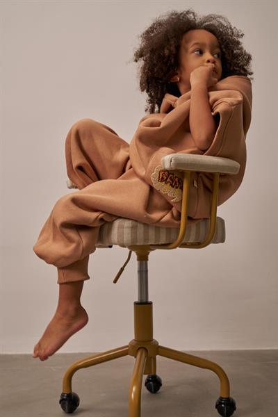 Sütlü Kahve Nakışlı Cepli Hoodie Takım