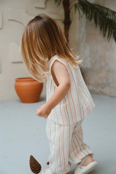 Turuncu-Yeşil Çizgili Atlet ve Pantolon Takım