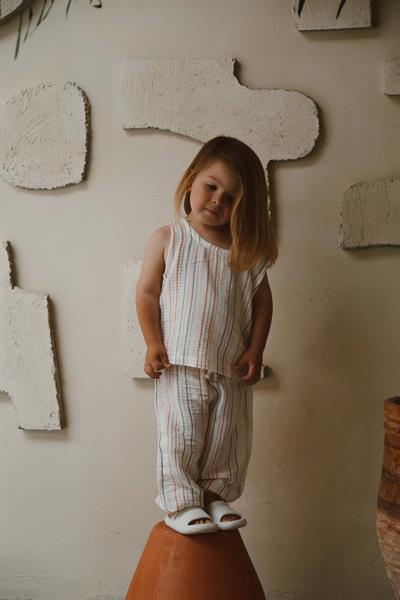 Turuncu-Yeşil Çizgili Atlet ve Pantolon Takım