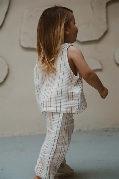 Turuncu-Yeşil Çizgili Atlet ve Pantolon Takım