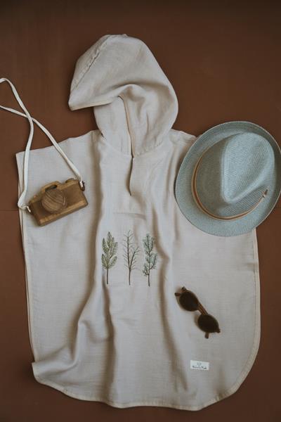 Vanilla Kapüşonlu Müslin Panço Bebek Çocuk 1-5 Yaş