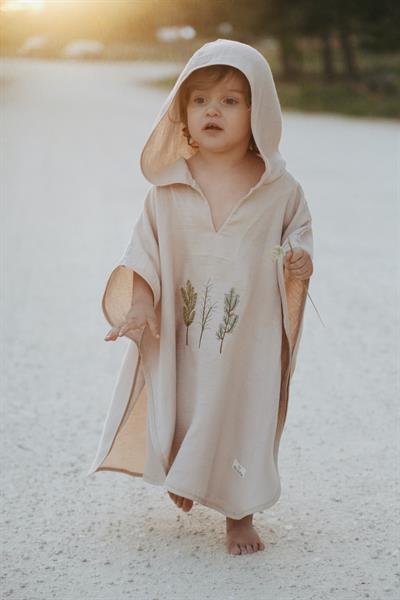 Vanilla Kapüşonlu Müslin Panço Bebek Çocuk 1-5 Yaş