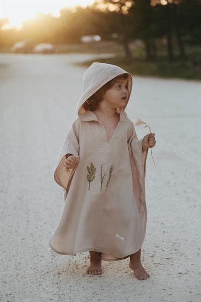Vanilla Kapüşonlu Müslin Panço Bebek Çocuk 1-5 Yaş