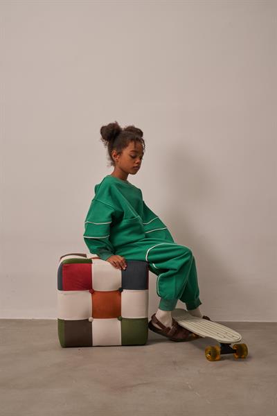 Yeşil Asimetrik Cep Detaylı Oversize Çocuk Alt Üst Takım