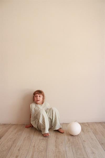 Yeşil Çizgili Asimetrik Cepli Müslin Takım