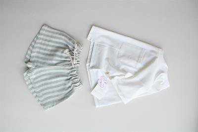 Yeşil Kontrast Dikişli Asimetrik Şortlu Takım