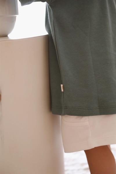 Yeşil Nakışlı Oversize  Uzun Kollu T-shirt