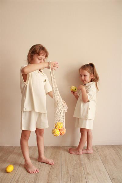 Zeytin Nakışlı Polo Yaka Şortlu Takım