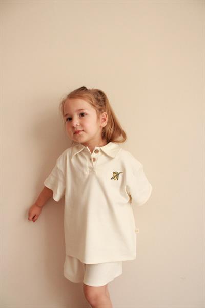 Zeytin Nakışlı Polo Yaka Şortlu Takım