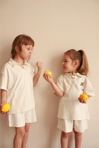 Zeytin Nakışlı Polo Yaka Şortlu Takım