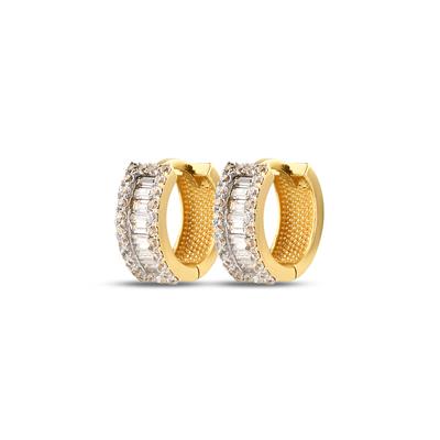 ALTIN BAGET TAŞLI HALKA KÜPE