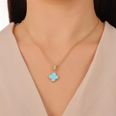 ALTIN MAVİ MİNELİ  YONCA CHARM