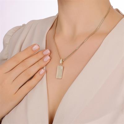 TAŞLI ALTIN PLAKA CHARM