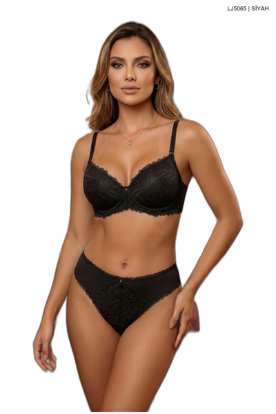 Le Jardin 5065 Kadın Dantelli Push Up Dolgulu B Cup Sütyen Takım